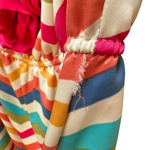 Judith March Dress Chevron Ruffled Retro Strapless  Flower Accent Festival Large - Picture 7 of 7